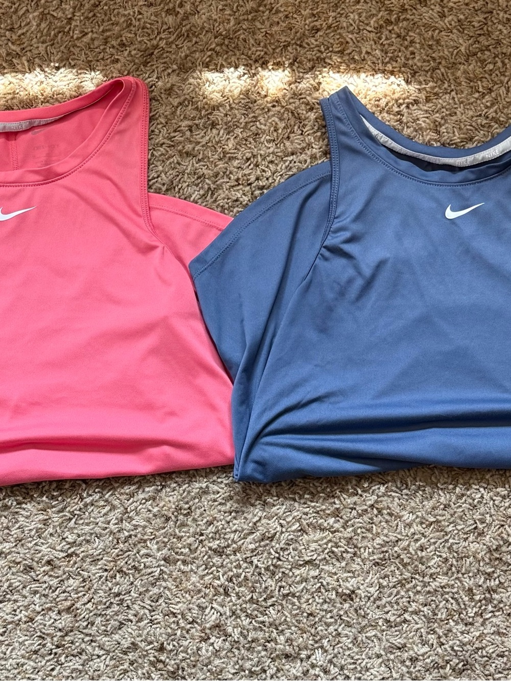 Nike Women's Pink and Blue Athletic Tank Tops